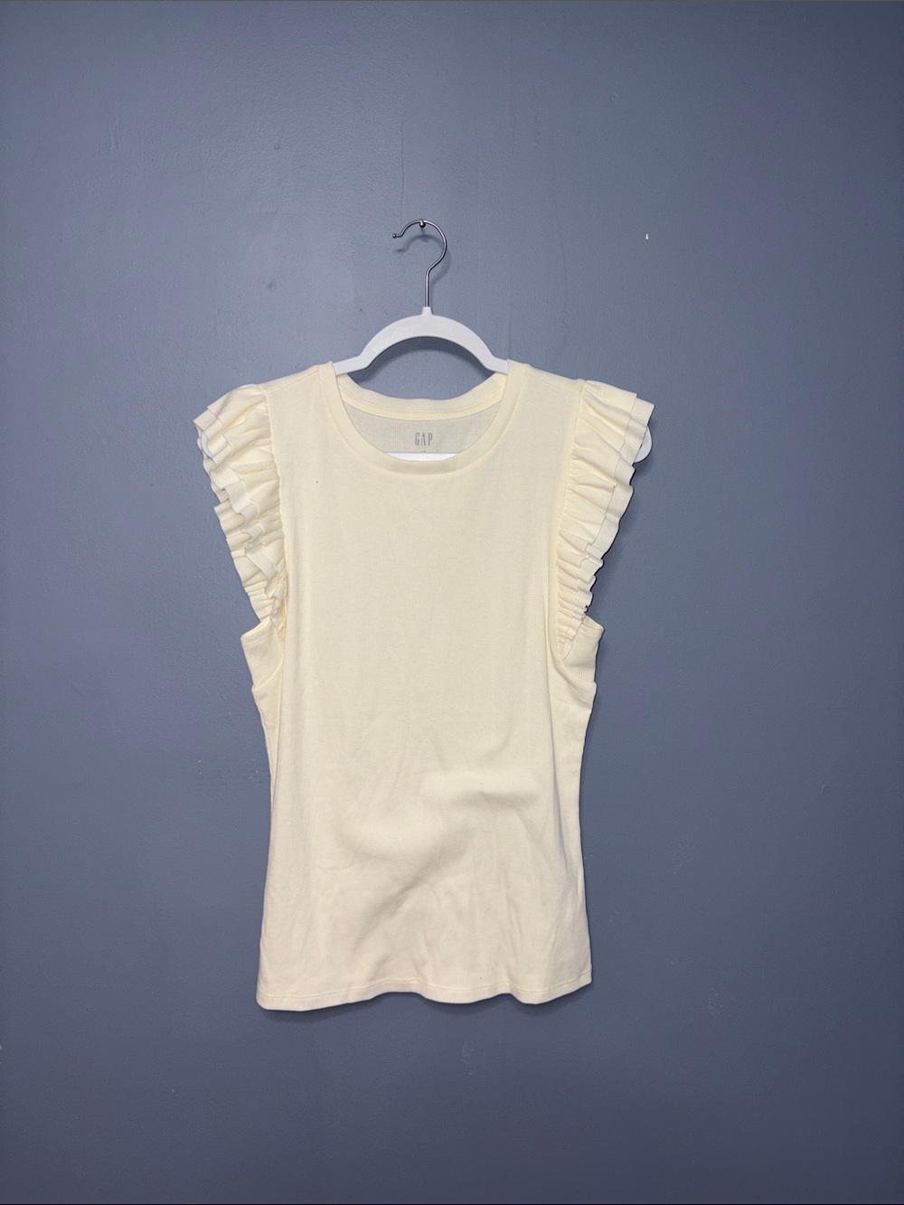 Gap | Cream Ribbed Ruffle Sleeve Tee